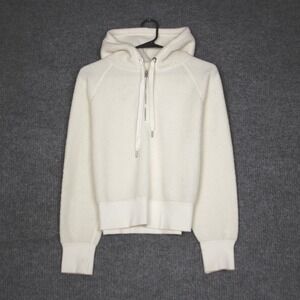 rag bone JEAN Sherpa Fleece Half Zip Hoodie Pullover Cream XS Warm Cozy